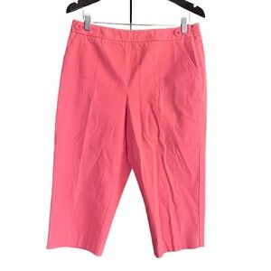 Talbots Petites Coral Pink Stretch‎ Cotton Capris Pants 12P Side Zip (K334)
